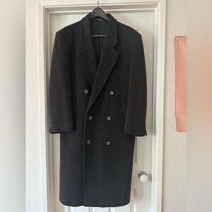 Handsome men’s Dark Grey Double-Breasted Overcoat.